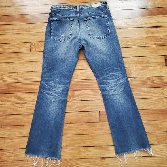 AG-ED Denim The Jodi Crop High Rise Slim Flare Crop Distressed Raw Hem Sz 26R - Picture 2 of 8